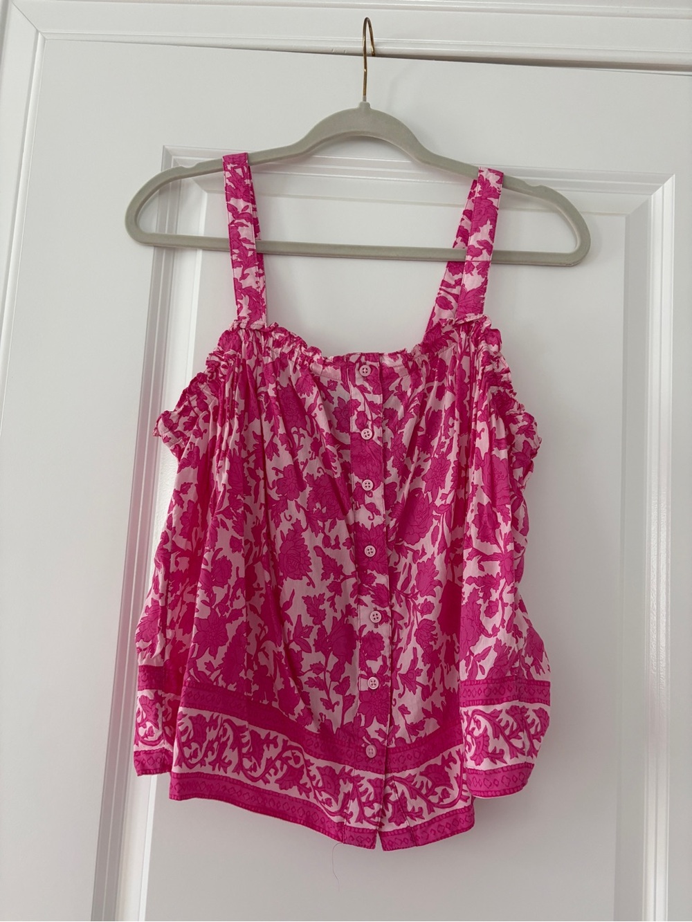 J. Crew Hot Pink Floral Button-Front Camisole